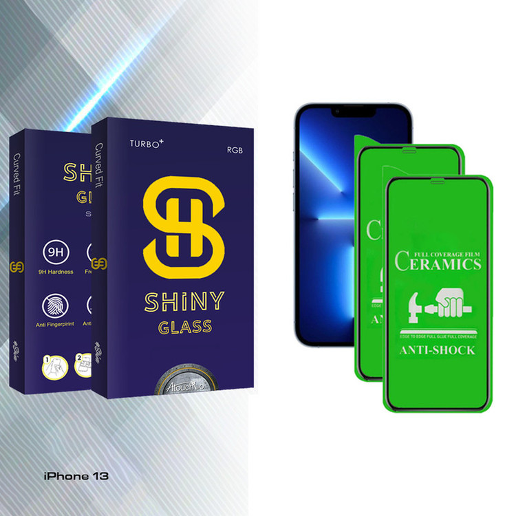 محافظ صفحه نمایش سرامیکی آتوچبو مدل Shiny Pro مناسب برای گوشی موبایل اپل iPhone 13 بسته دو عددی
