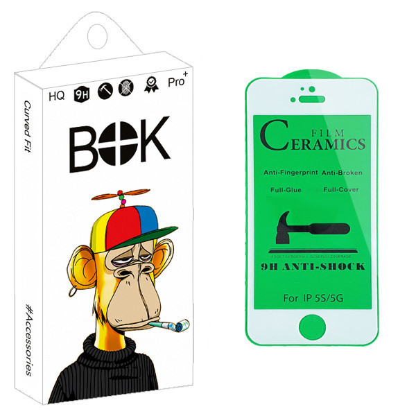 محافظ صفحه نمایش سرامیکی بوک مدل +HD مناسب برای گوشی موبایل اپل iPhone 5s