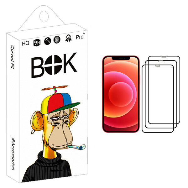 محافظ صفحه نمایش بوک مدل +HD مناسب برای گوشی موبایل اپل iPhone 12 mini بسته سه عددی