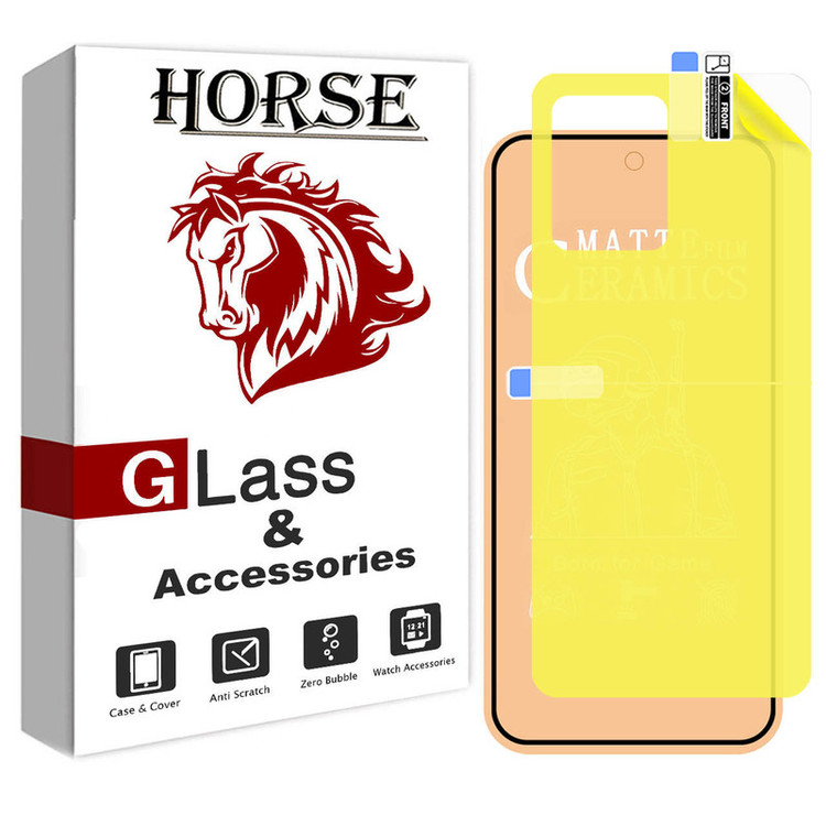محافظ صفحه نمایش سرامیکی مات هورس مدل 2CMN مناسب برای گوشی موبایل شیائومی Redmi Note 12 به همراه محافظ پشت گوشی