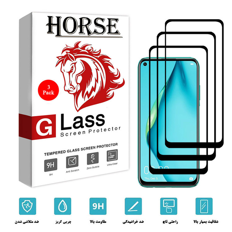 محافظ صفحه نمایش 5D هورس مدل FAG مناسب برای گوشی موبایل هوآوی P40 lite بسته سه عددی