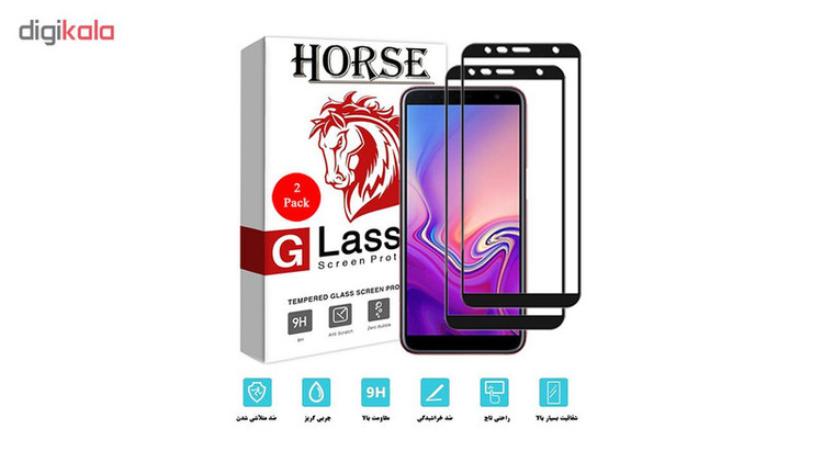محافظ صفحه نمایش 5D هورس مدل FAG مناسب برای گوشی موبایل سامسونگ Galaxy J6 Plus 2018 بسته دو عددی
