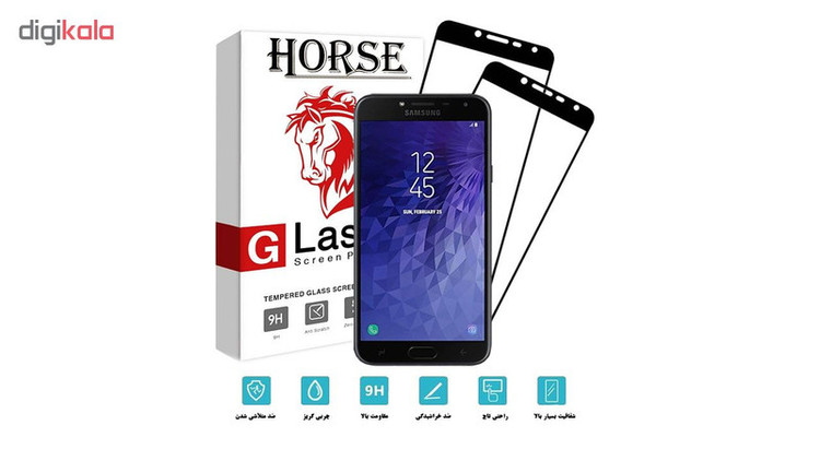 محافظ صفحه نمایش 5D هورس مدل FAG مناسب برای گوشی موبایل سامسونگ Galaxy J4 2018 بسته دو عددی