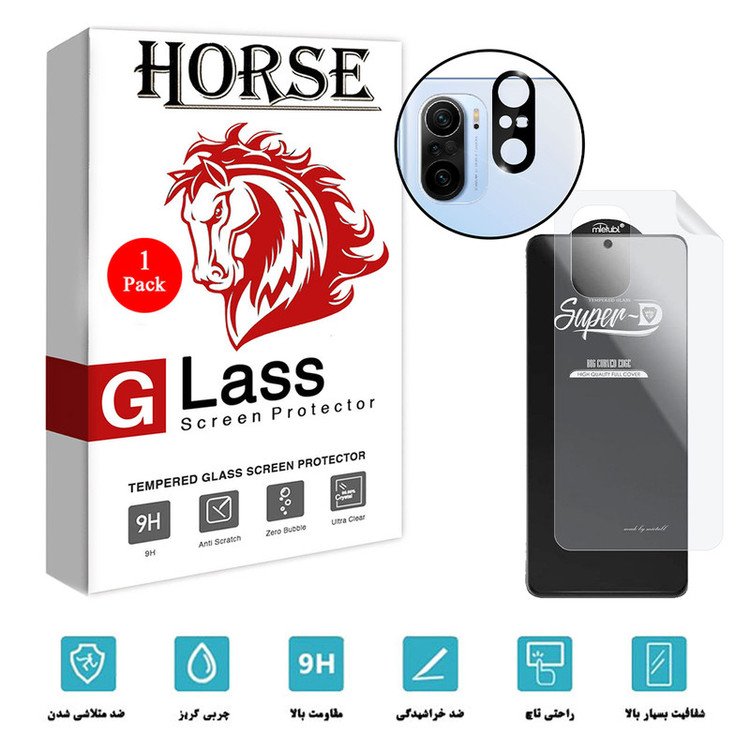 محافظ صفحه نمایش هورس مدل 3SNF-Glass مناسب برای گوشی موبایل شیائومی Mi 11i به همراه محافظ پشت گوشی و محافظ لنز دوربین