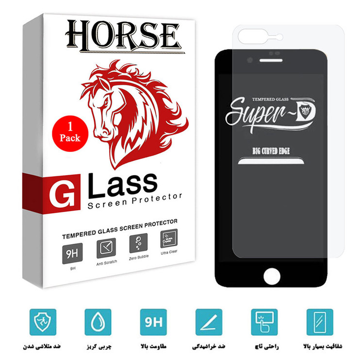 محافظ صفحه نمایش هورس مدل 2SN-Glass مناسب برای گوشی موبایل اپل iPhone 8 Plus به همراه محافظ پشت گوشی