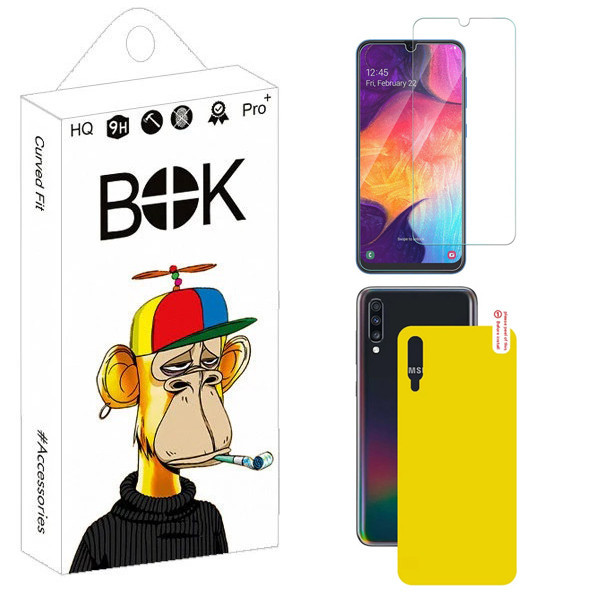 محافظ صفحه نمایش شیشه ای بوک مدل Thin مناسب برای گوشی موبایل سامسونگ Galaxy A50 / A50s / A30s به همراه محافظ پشت گوشی