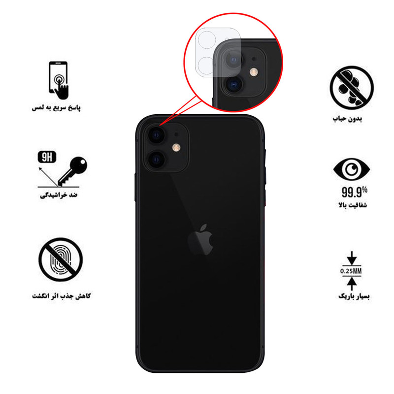 محافظ لنز دوربین هورس مدل R-UTFH مناسب برای گوشی موبایل اپل iPhone 11