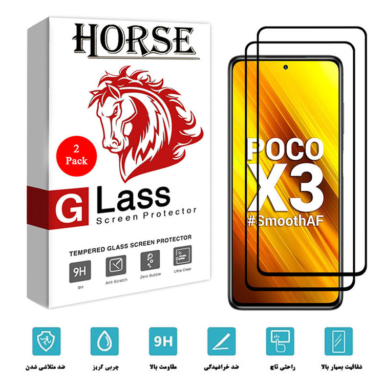محافظ صفحه نمایش 5D هورس مدل FAG مناسب برای گوشی موبایل شیائومی Poco X3 بسته دو عددی