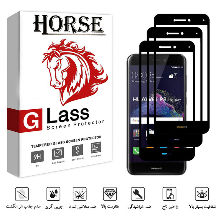 محافظ صفحه نمایش 5D هورس مدل FAG مناسب برای گوشی موبایل آنر P8 Lite 2017 / 8 Lite بسته سه عددی