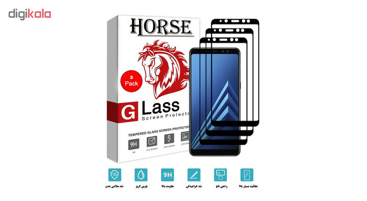 محافظ صفحه نمایش 5D هورس مدل FAG مناسب برای گوشی موبایل سامسونگ Galaxy A8 2018 بسته سه عددی