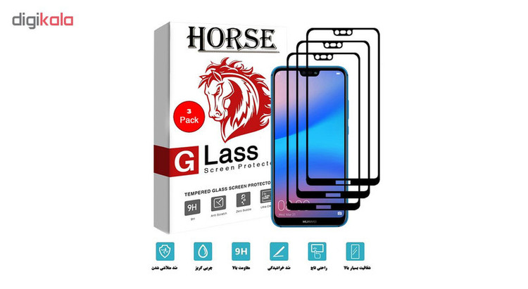 محافظ صفحه نمایش 5D هورس مدل FAG مناسب برای گوشی موبایل هوآوی P20 Lite / Nova 3e بسته سه عددی