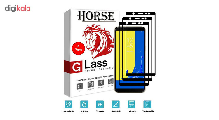 محافظ صفحه نمایش 5D هورس مدل FAG مناسب برای گوشی موبایل سامسونگ Galaxy J8 2018 بسته سه عددی