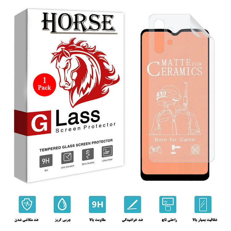 محافظ صفحه نمایش مات هورس مدل 2CMN مناسب برای گوشی موبایل سامسونگ Galaxy M32 5G به همراه محافظ پشت گوشی