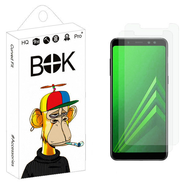 محافظ صفحه نمایش شیشه ای بوک مدل Titan Shield مناسب برای گوشی موبایل سامسونگ Galaxy A8 Plus 2018 بسته دو عددی