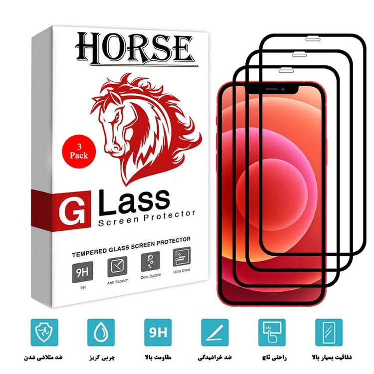 محافظ صفحه نمایش سرامیکی هورس مدل CRM مناسب برای گوشی موبایل اپل iPhone 12 Pro Max بسته سه عددی