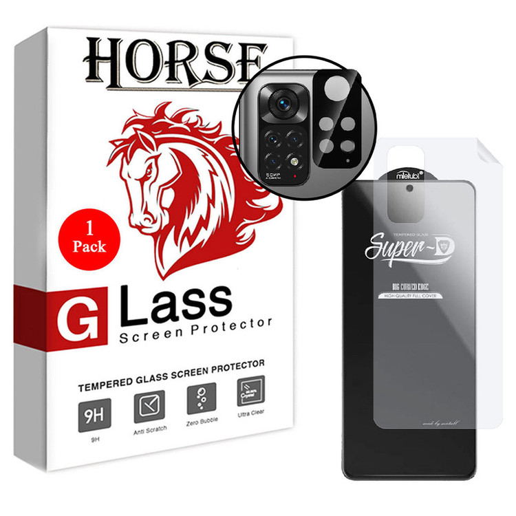 محافظ صفحه نمایش هورس مدل 3SNF-Glass مناسب برای گوشی موبایل شیائومی Redmi Note 11 به همراه محافظ پشت گوشی و محافظ لنز دوربین