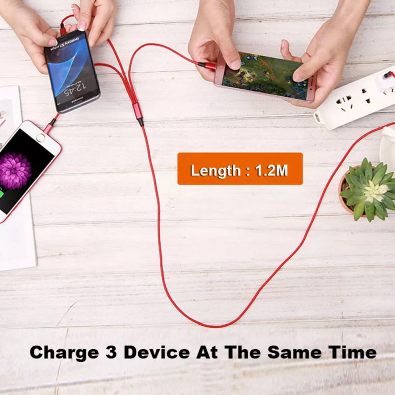 کابل تبدیل USB به microUSB / USB-C / لایتنینگ سمگپرس مدل Quick Charger طول 1 متر