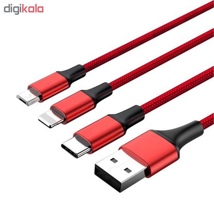 کابل تبدیل USB به Micro-usb/ USB-C/ Lighting مدل Multicable 3-1 به طول 1 متر