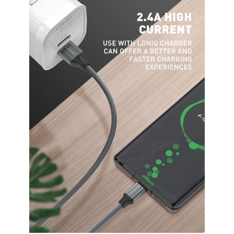 کابل تبدیل USB به USB-C الدینیو مدل LS442 طول 2متر