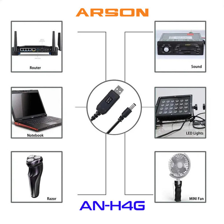 کابل تبدیل USB به DC آرسون مدل AN-H4G طول 1 متر