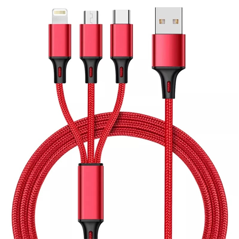 کابل تبدیل USB به MicroUSB/USB-C/لایتنینگ مدل Universal طول 1.2 متر