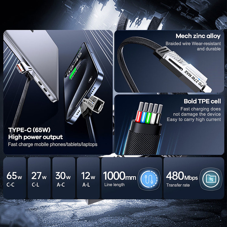 کابل تبدیل USB-C / USB به USB-C / لایتنینگ مدل RC-C189 طول 1 متر