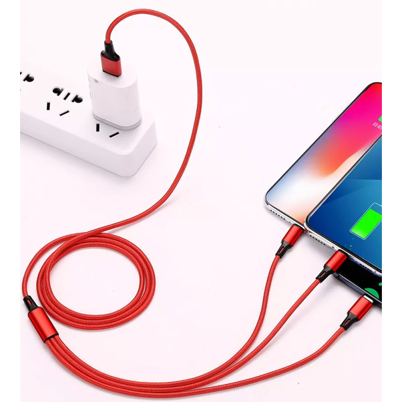 کابل تبدیل USB به microUSB/لایتنینگ/USB-C هارمن مدل ONLY CHARGE طول 1 متر