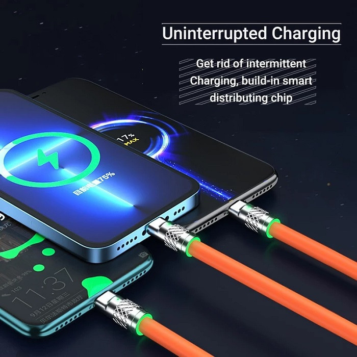 کابل تبدیل USB به micro USB/لایتنینگ/USB-C مدل A012025 طول 1.2 متر