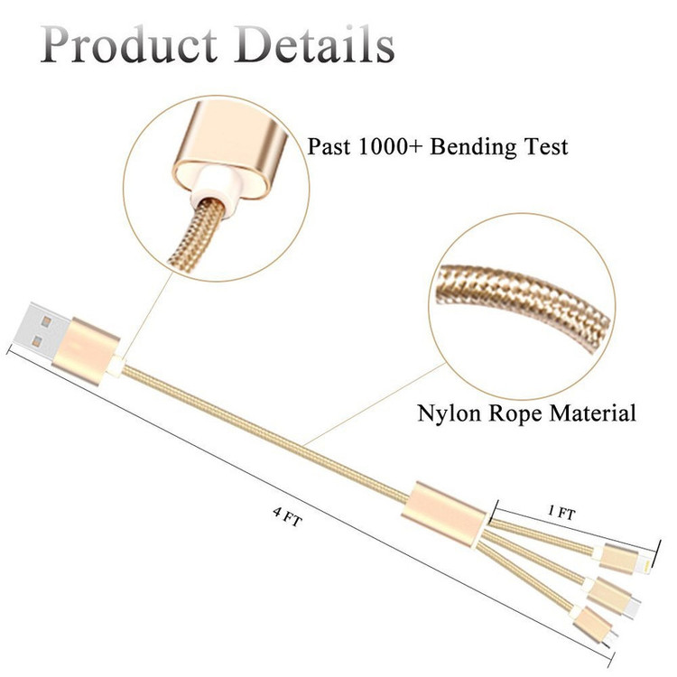 کابل تبدیل USB به microUSB / لایتنینگ / USB-C سمگپرس مدل S85 طول 1.2 متر