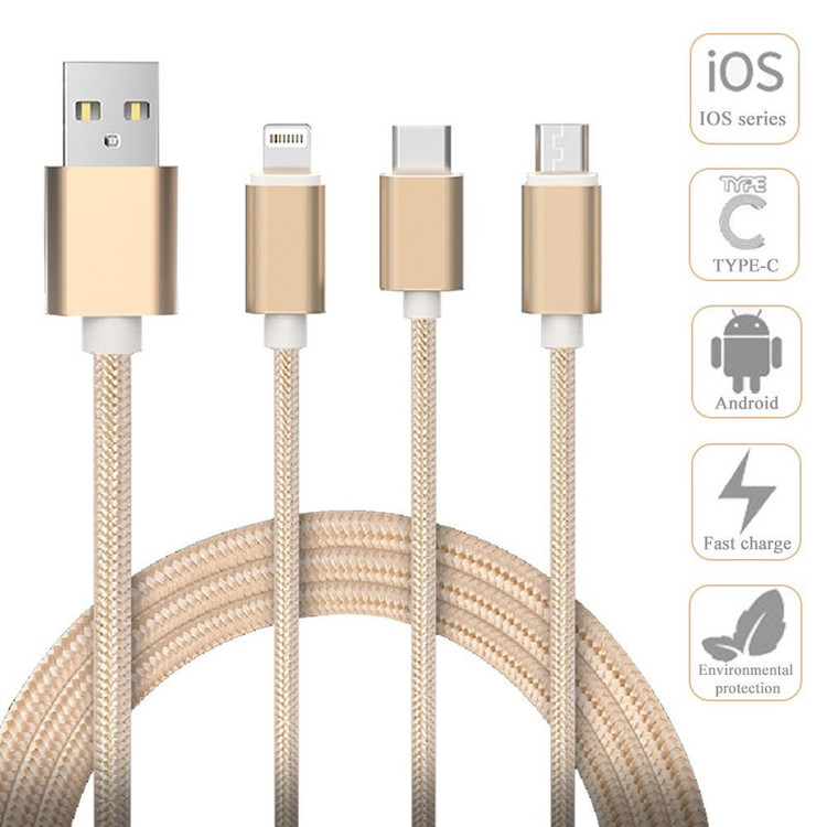 کابل تبدیل USB به microUSB / لایتنینگ / USB-C سمگپرس مدل S85 طول 1.2 متر
