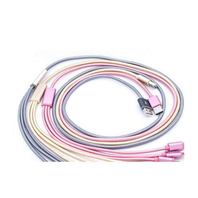 کابل تبدیل USB به microUSB / لایتنینگ / USB-C سمگپرس مدل S85 طول 1.2 متر