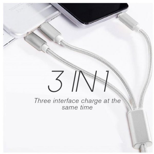 کابل تبدیل USB به microUSB / لایتنینگ / USB-C سمگپرس مدل S85 طول 1.2 متر