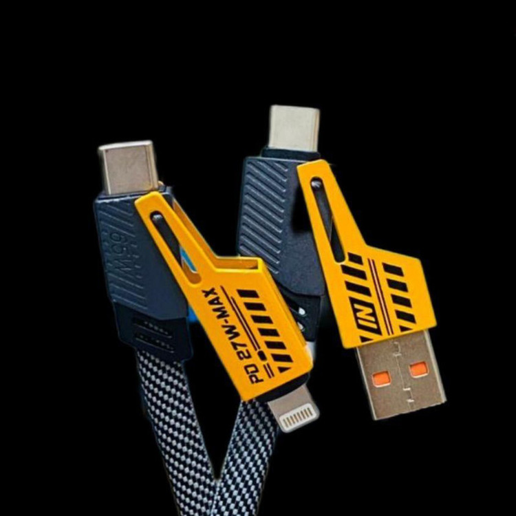 کابل تبدیل USB/USB-C به لایتنینگ/USB-C اچ تی ام مدل 4in1 طول 1.2 متر
