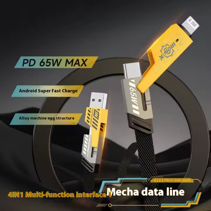 کابل تبدیل USB/USB-C به لایتنینگ/USB-C آیرون ایکس مدل SUPERFAST65W 4IN1 طول 1.5 متر