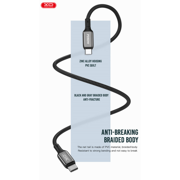 کابل تبدیل USB-C به USB-C ایکس او مدل Q-180B طول 1 متر