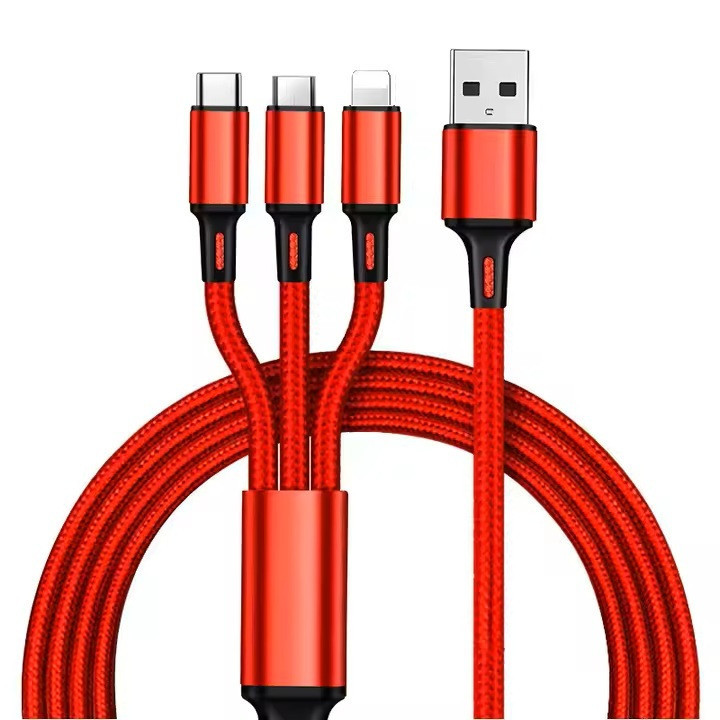 کابل تبدیل USB به micro USB / لایتنینگ / USB-C مدل best 3in1 طول 1.2 متر