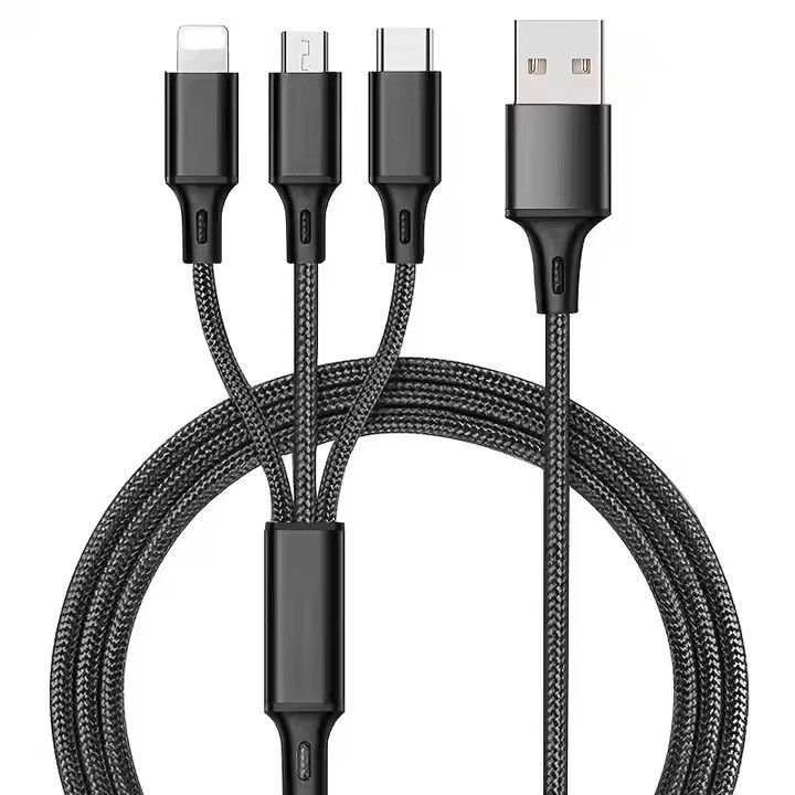 کابل تبدیل USB به micro USB / لایتنینگ / USB-C مدل best 3in1 طول 1.2 متر