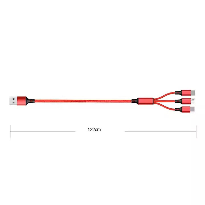 کابل تبدیل USB به micro USB / لایتنینگ / USB-C مدل best 3in1 طول 1.2 متر