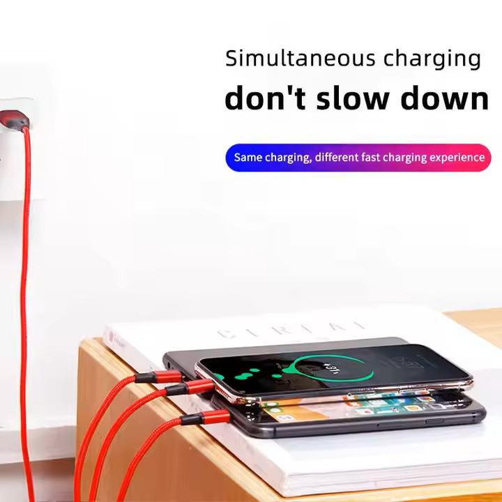 کابل تبدیل USB به micro USB / لایتنینگ / USB-C مدل best 3in1 طول 1.2 متر