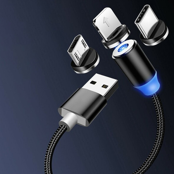 کابل تبدیل مغناطیسی USB به MicroUSB/USB-C/لایتنینگ دنمن مدل D09E طول 1 متر