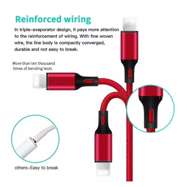 کابل تبدیل USB به MicroUSB/USB-C/لایتنینگ مدل 3:1 Flexi طول 1 متر