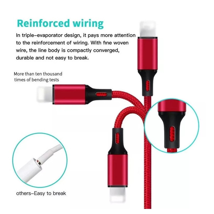 کابل تبدیل USB به MicroUSB/USB-C/لایتنینگ مدل 3:1 Flexi طول 1 متر