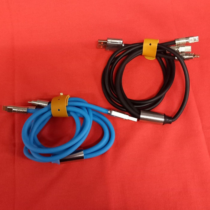 کابل تبدیل USB به micro USB/لایتنینگ/USB-C مدل B012025 طول 1.2 متر