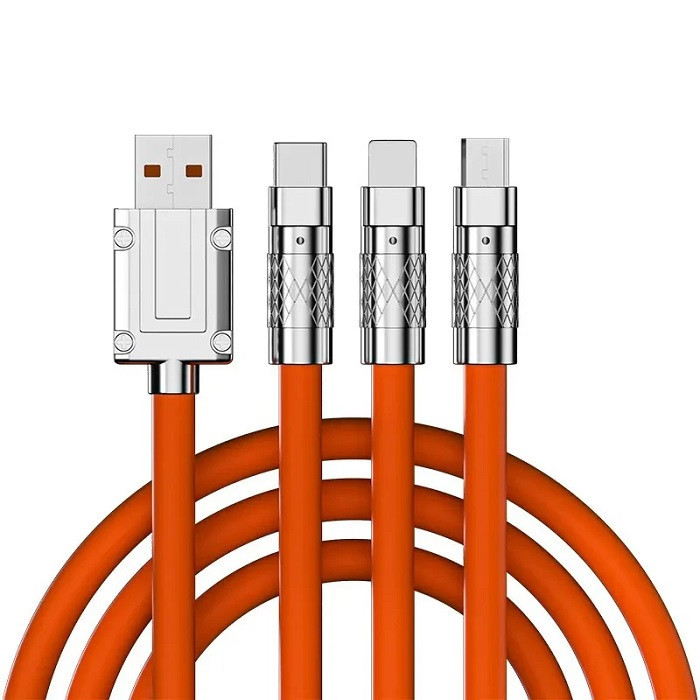 کابل تبدیل USB به micro USB/لایتنینگ/USB-C مدل B012025 طول 1.2 متر