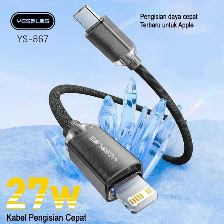 کابل تبدیل USB-C به لایتنینگ یس پلاس مدل FAST CHARGE 27W طول 1 متر