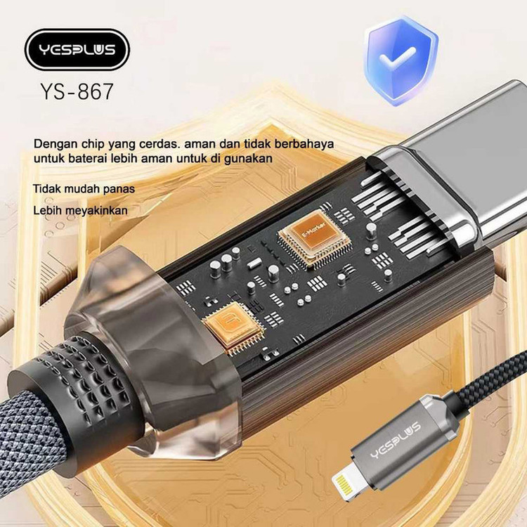 کابل تبدیل USB-C به لایتنینگ یس پلاس مدل FAST CHARGE 27W طول 1 متر