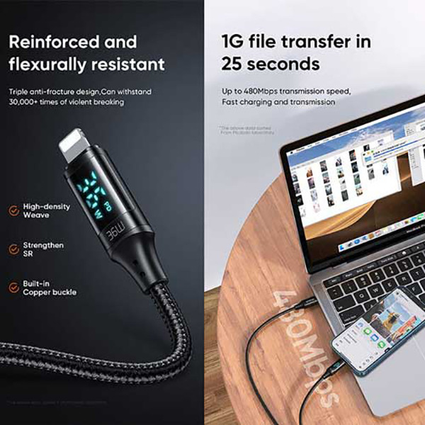 کابل تبدیل USB-C به لایتنینگ مک دودو مدل CA-103 36W طول 1.2 متر