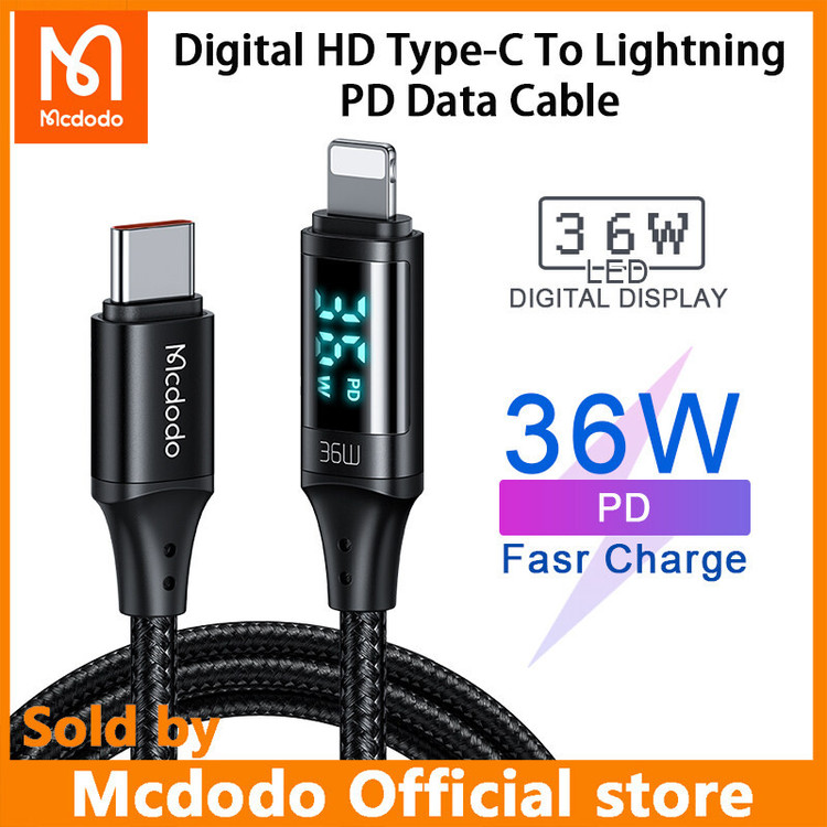 کابل تبدیل USB-C به لایتنینگ مک دودو مدل CA-103 36W طول 1.2 متر