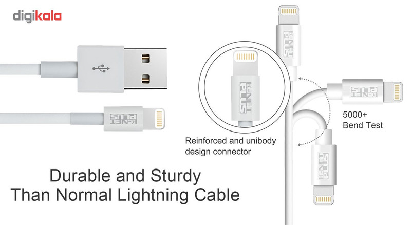 کابل تبدیل USB به لایتنینگ کی نت پلاس مدل 01 طول 1.2 متر