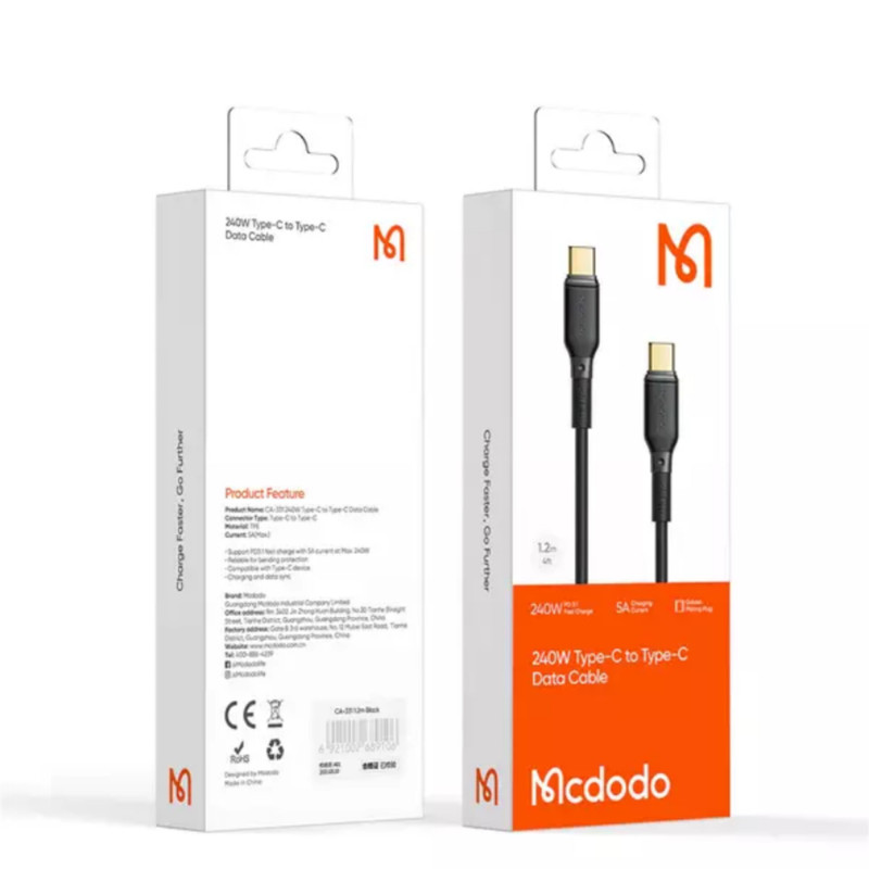 کابل تبدیل USB-C مک دودو مدل CA-3310 240w طول 1.2 متر